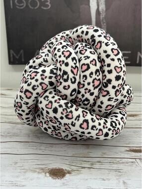 Plush Leopard Heart 12” Knot Pillow